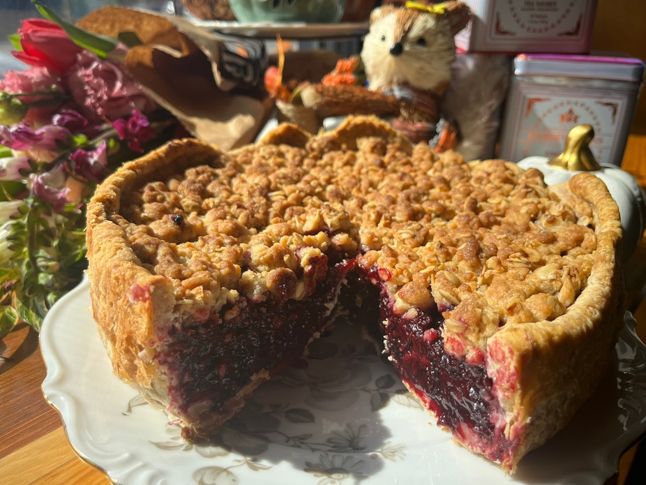 We've brought in all-things blackberry: blackberry kouign amann, blackberry pie, blackberry brown butter crunch bar, super dark chocolate blackberry cake . . . you get the idea.