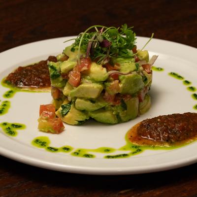 Avocado salad, closeup.