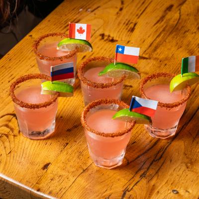 Cocktails with various national flags