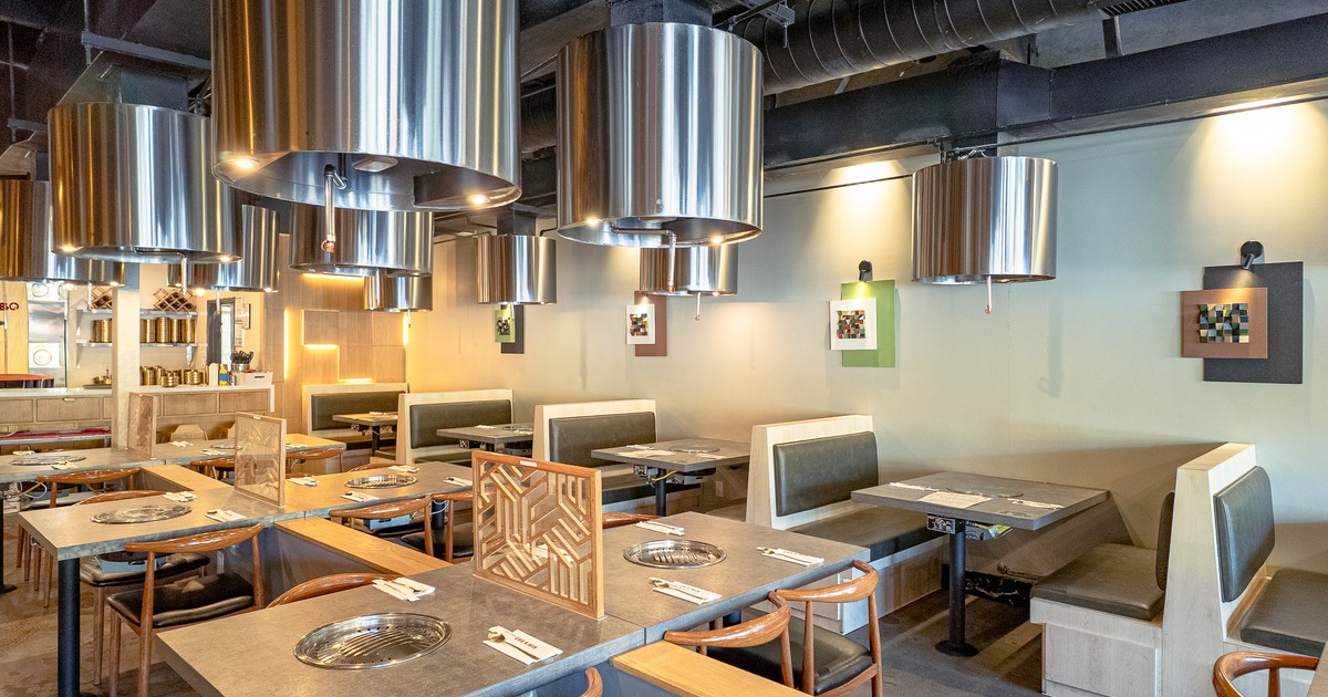 Interior, booths, tables, chairs