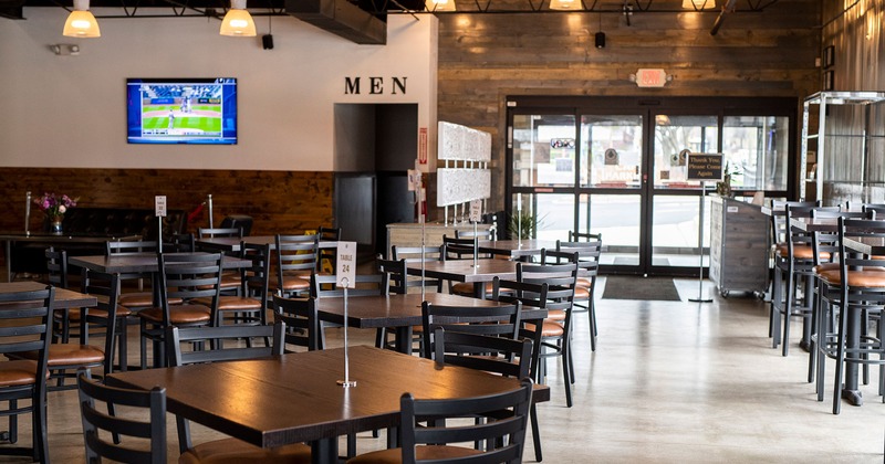 Interior, dining tables and chairs