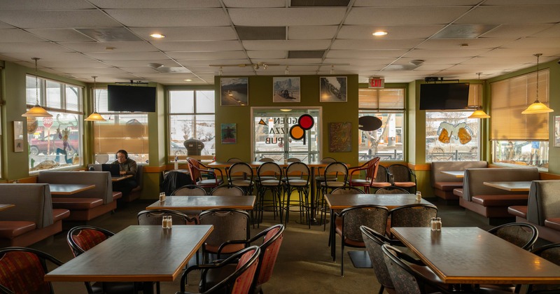 Dining area, tables ready for guests