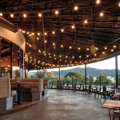 Evening outdoors seating area