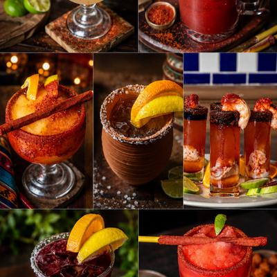 Assorted cocktail drinks.