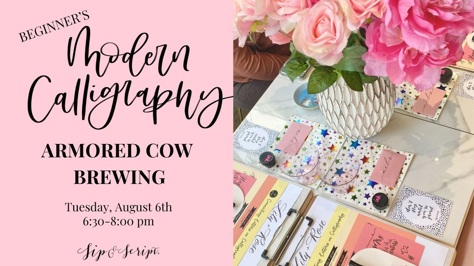Modern Calligraphy for Beginners at Armored Cow Brewing event photo
