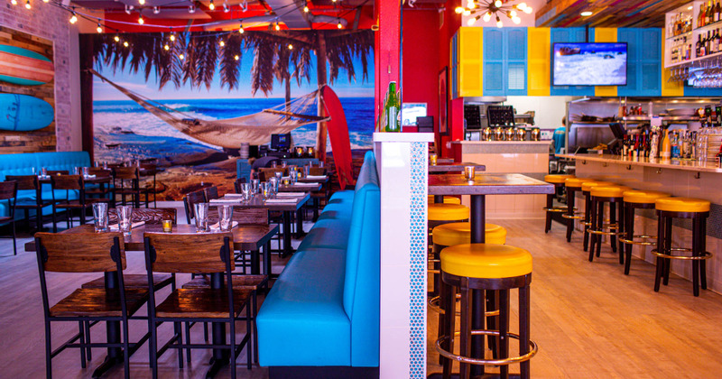 Interior, tables lined up