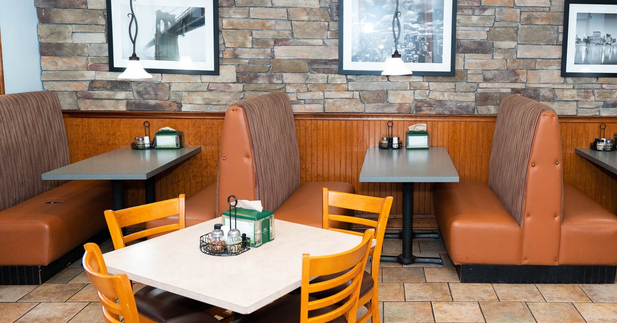 Interior, tables, chairs and booths