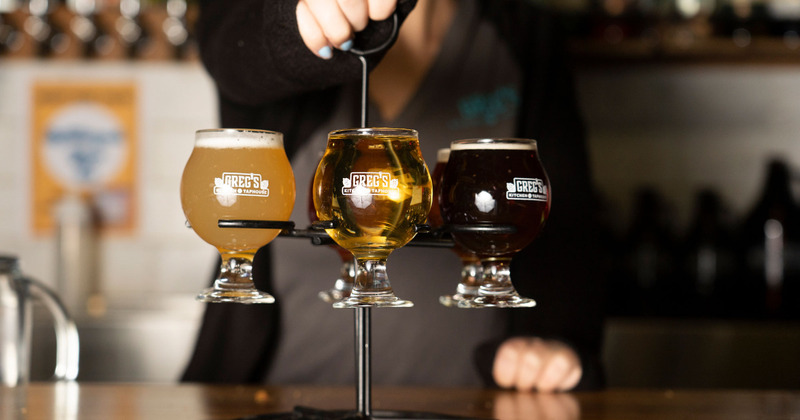 Three different beers served