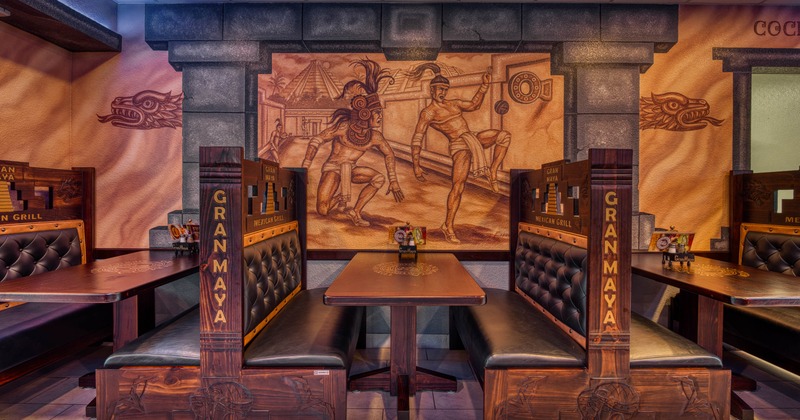 Interior, booths with tables