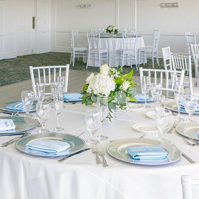 Fully set round table.