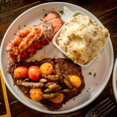Ribeye lobster meal.