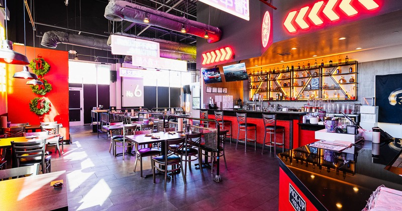 Restaurant interior in industrial neon design