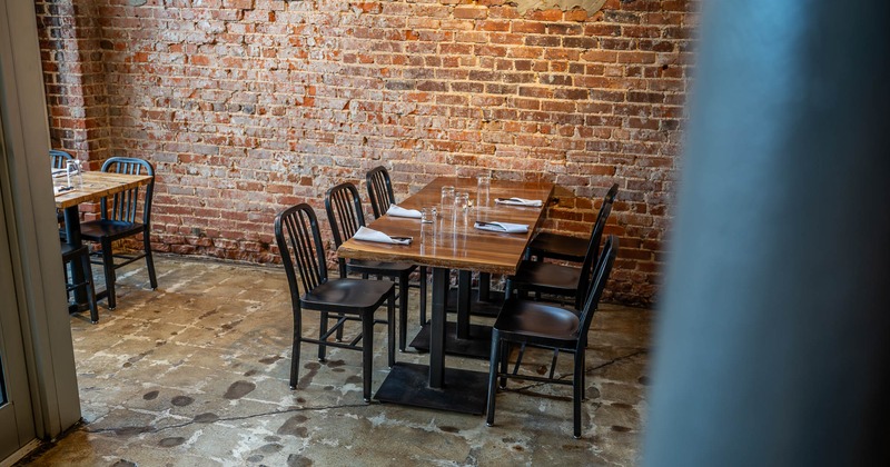 Interior, dining area with tables and chairs