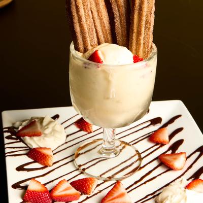 Churros with ice cream.