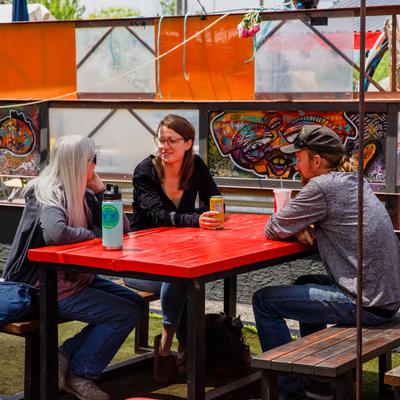 Guests in outdoor seating area