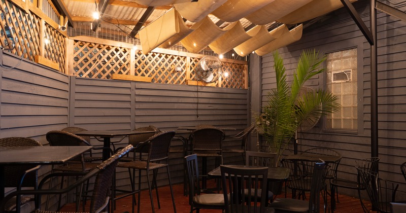 Enclosed patio space, seating area