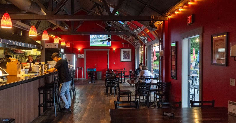 Interior, seating place near patio exit