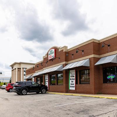 Restaurant parking lot.