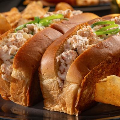Seafood roll, front view.