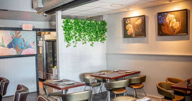 Interior, tables ready for guests