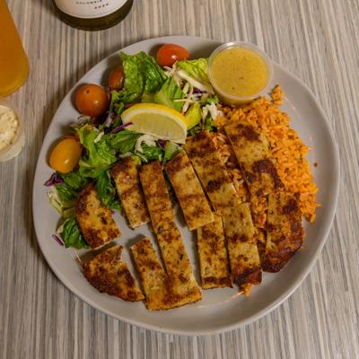 Calamari steak, top view.