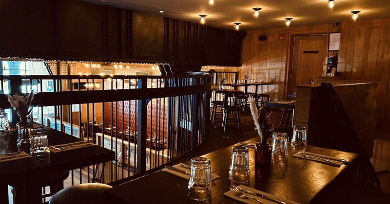 Interior, tables ready for guests