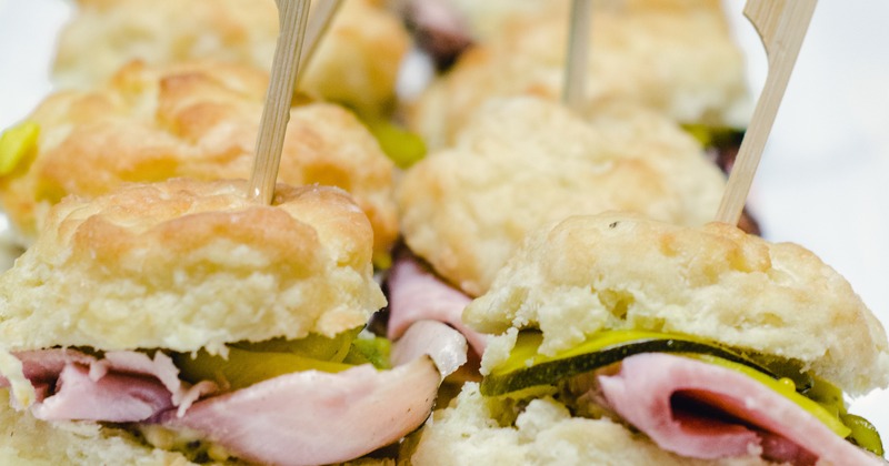 Biscuits with ham and pickles