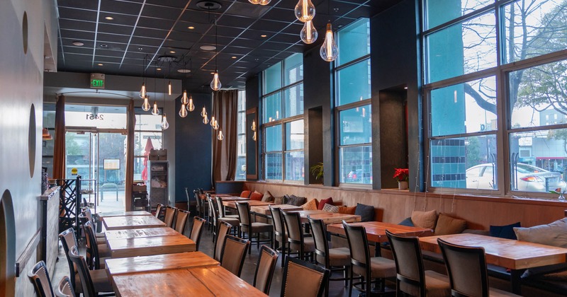 Interior, seating area near windows