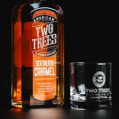Two Tres sea salted caramel whiskey bottle.