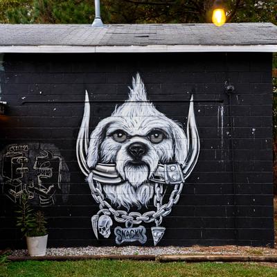 A mural on the wall outside.