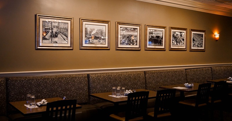 Interior, dining area decorated with pictures on the wall