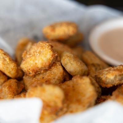 Fried pickles, close up