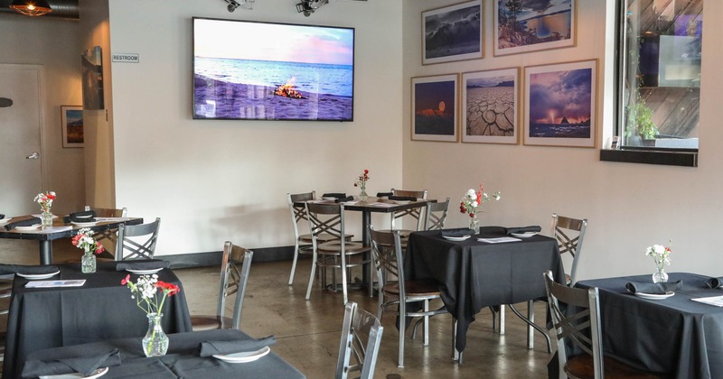 Interior, seating, TV on the wall