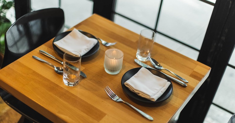 Interior, table ready for guests