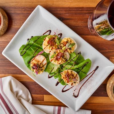 Truffle Deviled Eggs, top view.