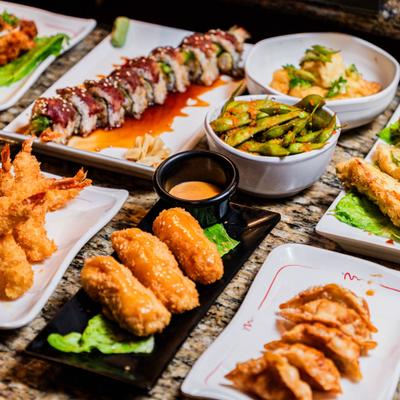 Assorted food dishes.