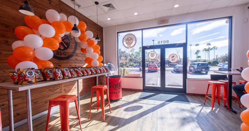 Interior, diner, area, entrance