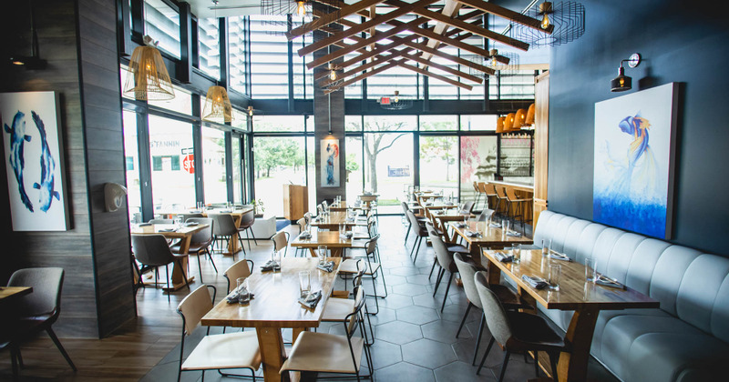 Indoor, tables lined up