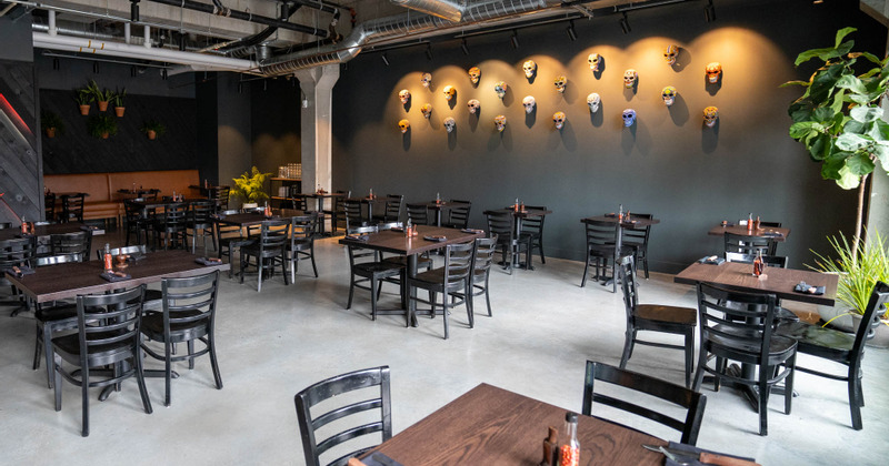 Interior, tables ready for guests