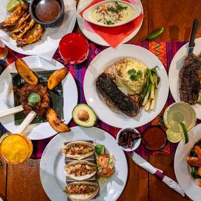 Plated dishes, top view
