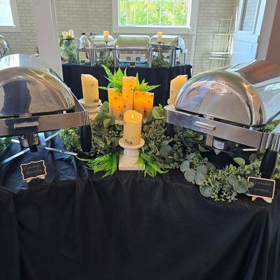 Candles and food serving containers.