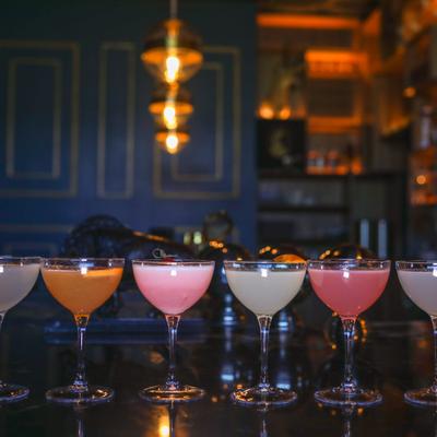 Assorted cocktails lined up