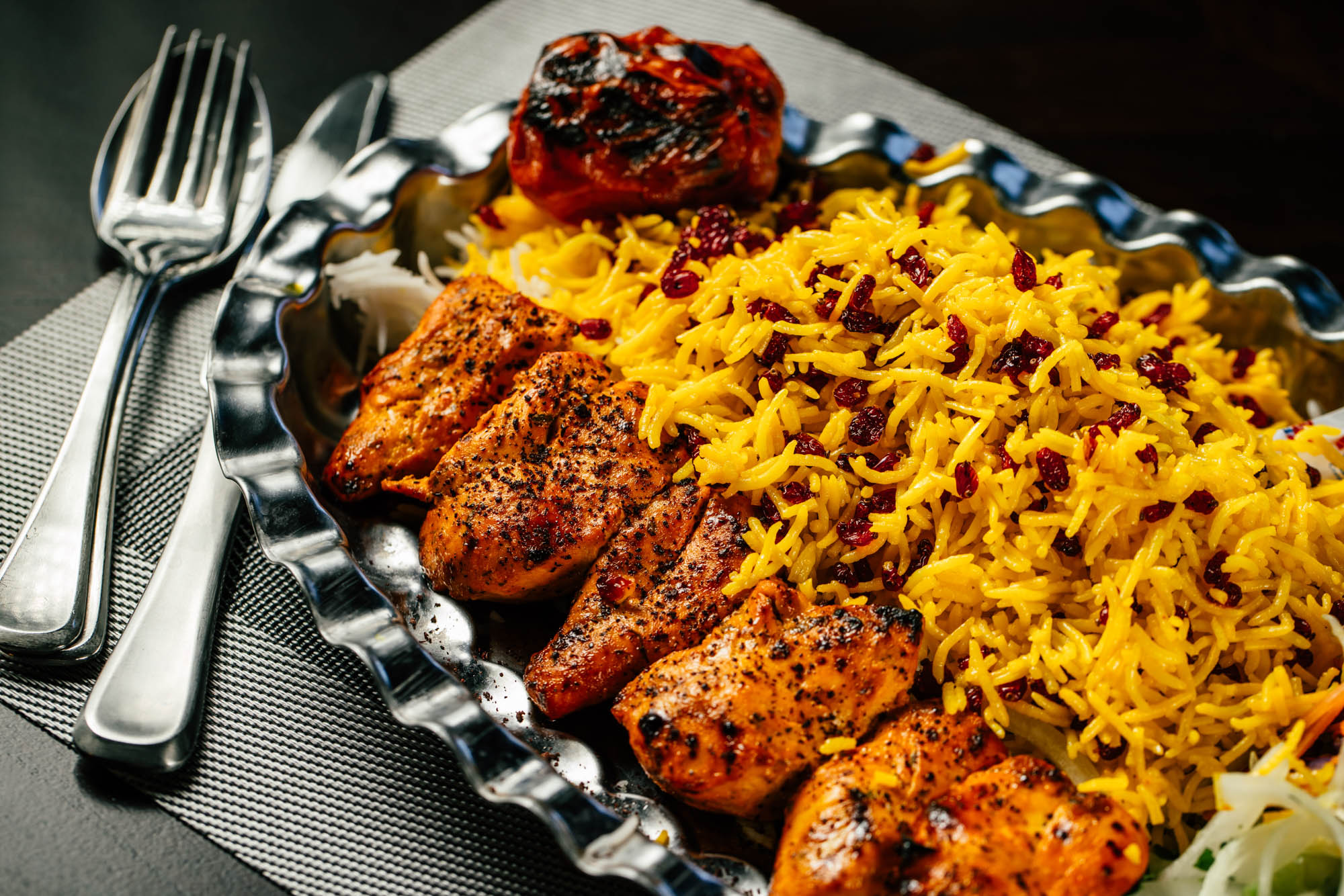 Grilled chicken and baklava