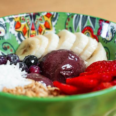 Served acai bowl.