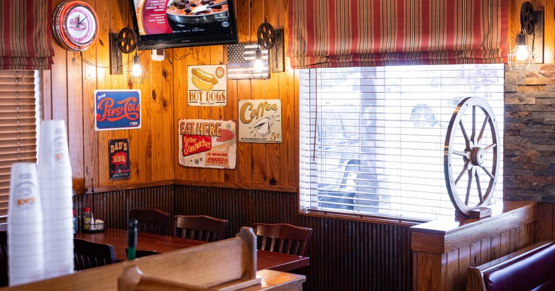Restaurant interior, TV on the wall
