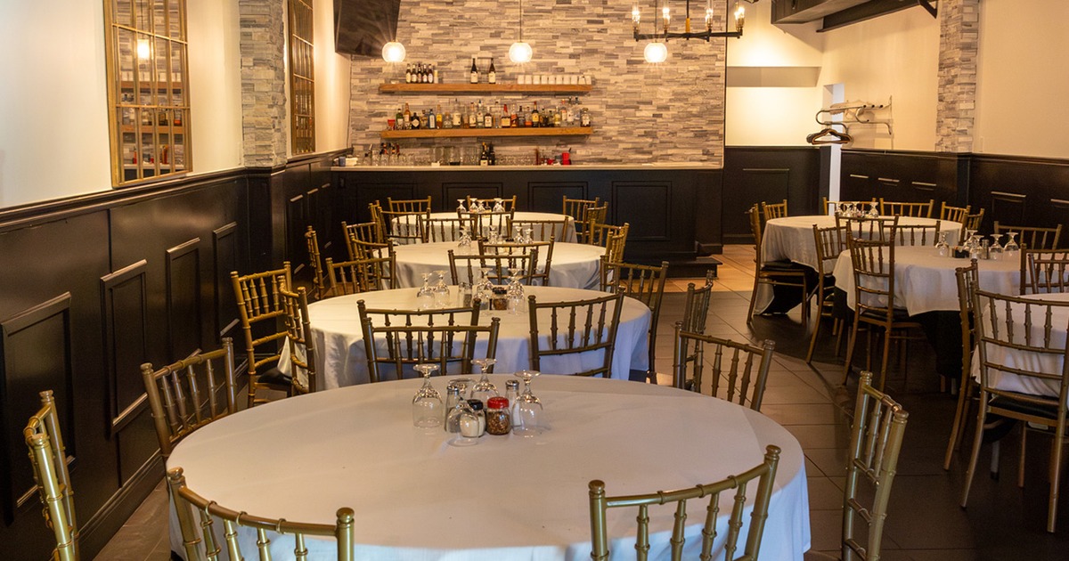 Interior, private parties space with dining tables