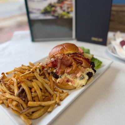 The build your own burger with fries.