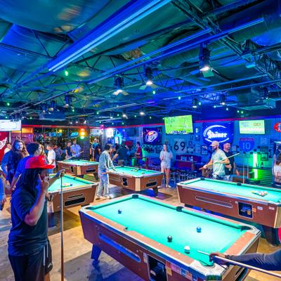 Pool tables.