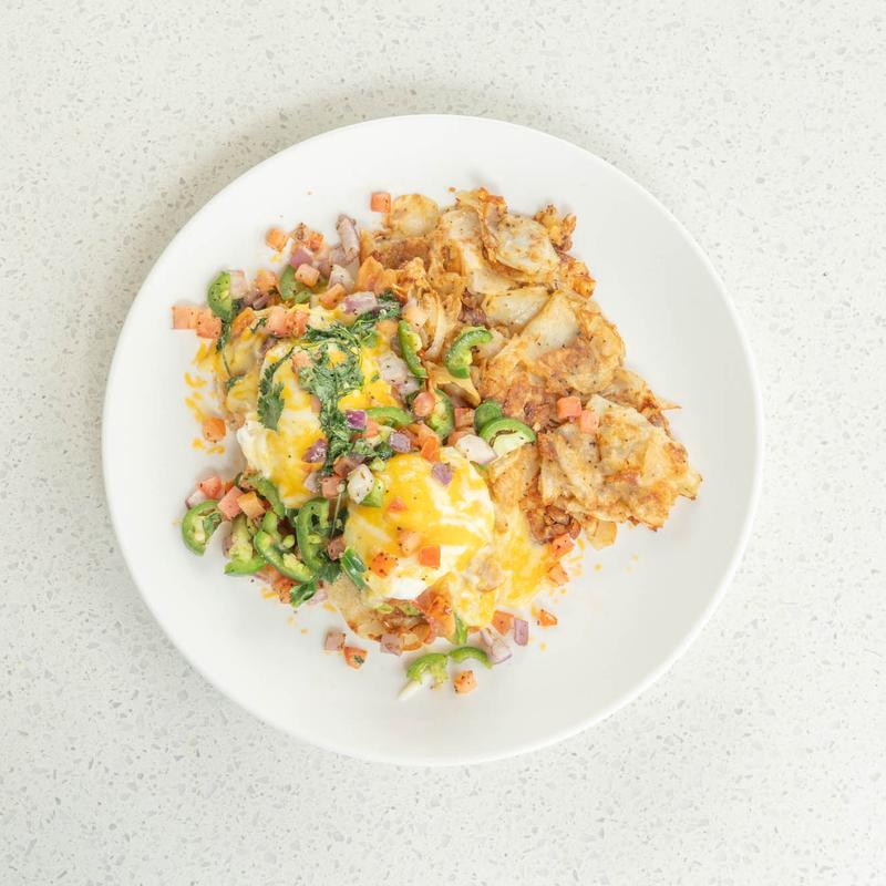 menu item 6 of 9, Bacon Con Queso Benedict