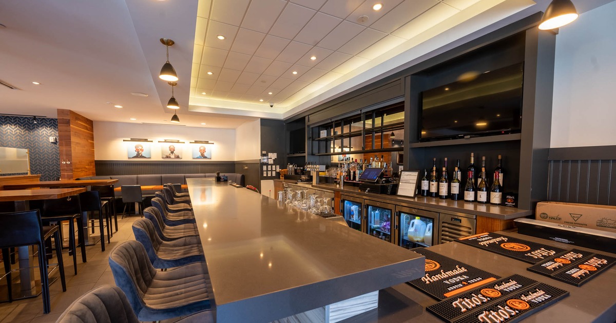 Interior, bar and bar stools